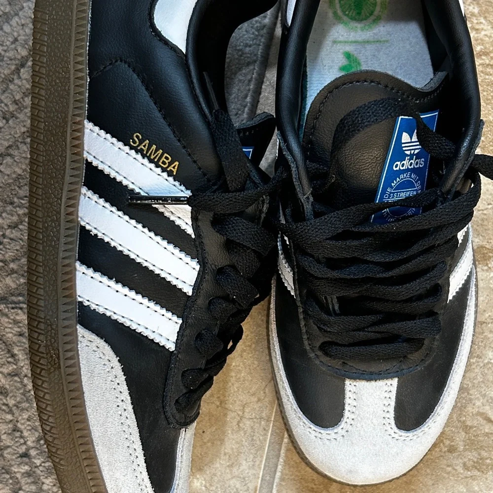 adidas Black & White Samba Sneakers with Gum Sole - Picture 5 of 13
